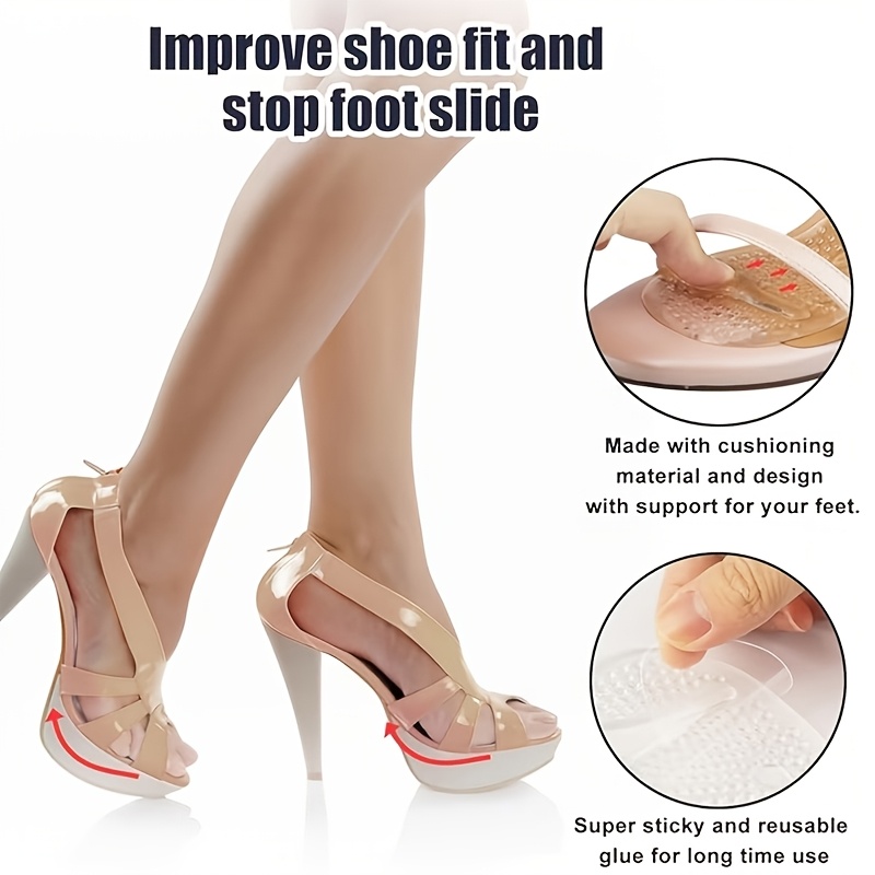 TEMU 1 Pair Clear Silicone Metatarsal Pads, Forefoot Cushion Inserts, Shock Absorption Shoe Inserts, Non-slip Foot Pads For Women's Sandals, Flats,