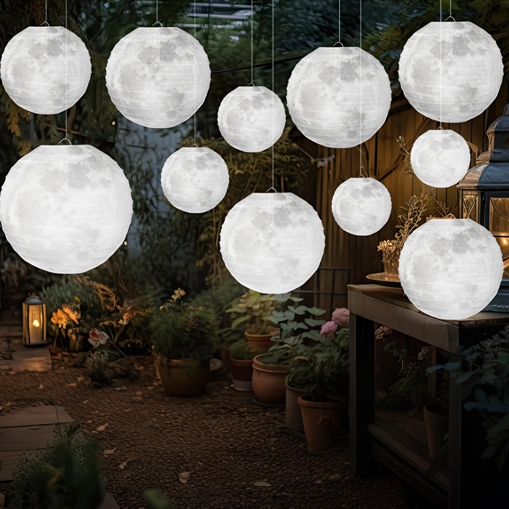 12pcs moon planet paper lanterns mixed colors celestial theme party decorations for astronaut birthdays graduations home decor   space themed hanging ornaments