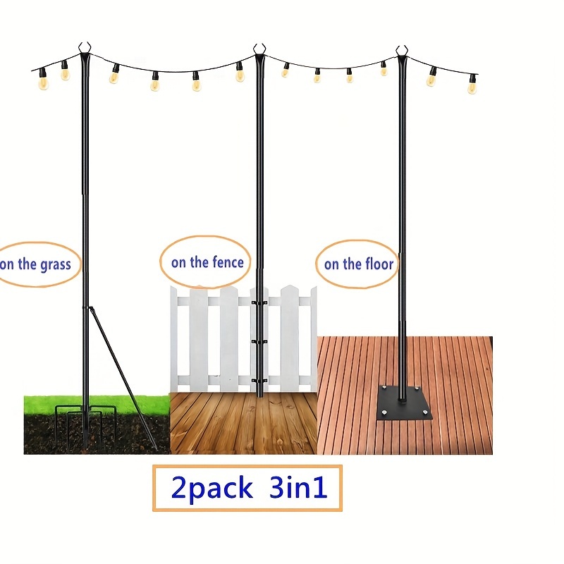 outdoor garden   pole 2pcs 3 functions   used to insert land and install fences and wooden floors for garden camping   and other parties weddings and holidays lighting details 3