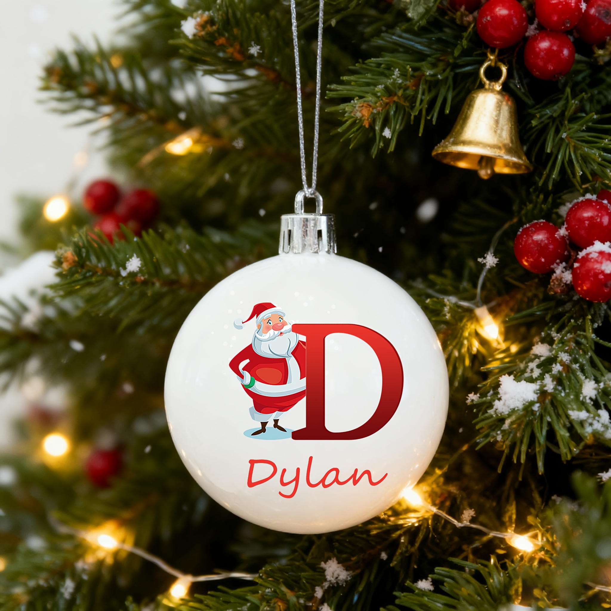 TEMU A Personalized Custom Christmas Ornament With Custom Letters, Custom Name, Christmas Elements, Santa Claus, Holiday Ornament, Christmas Tree