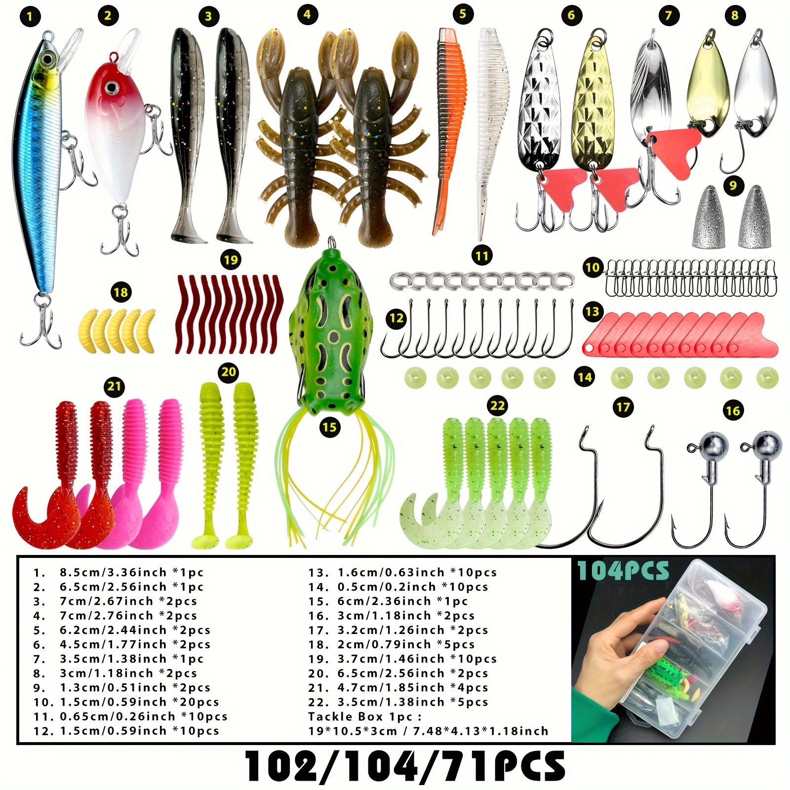 307pcs Carp Fishing Tackle Box Kit, Include Curve Shank Carp