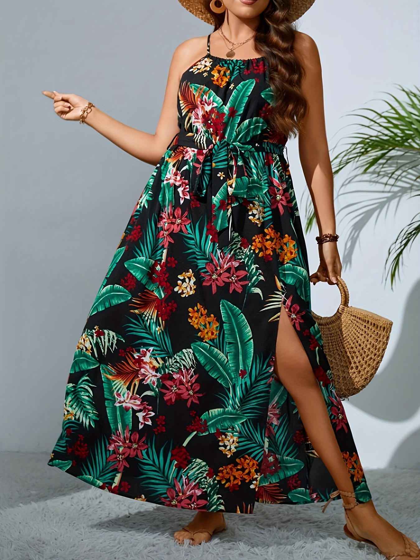 Women’s Floral Wrap Maxi Dress 2025 – Sleeveless, Patchwork Ruffle, Perfect For Work Or Holiday