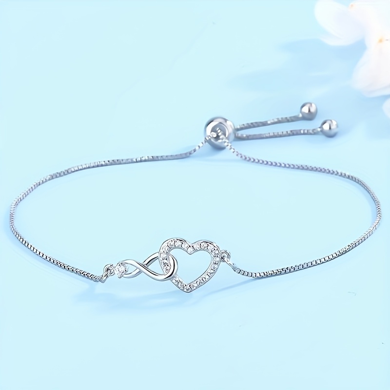 E-shop Symbol Unendliches Herzförmiges Armband mit Synthetischem Zirkonia, Modisches Damenarmband - Ideales Geschenk für Freunde. für den , Partys und
