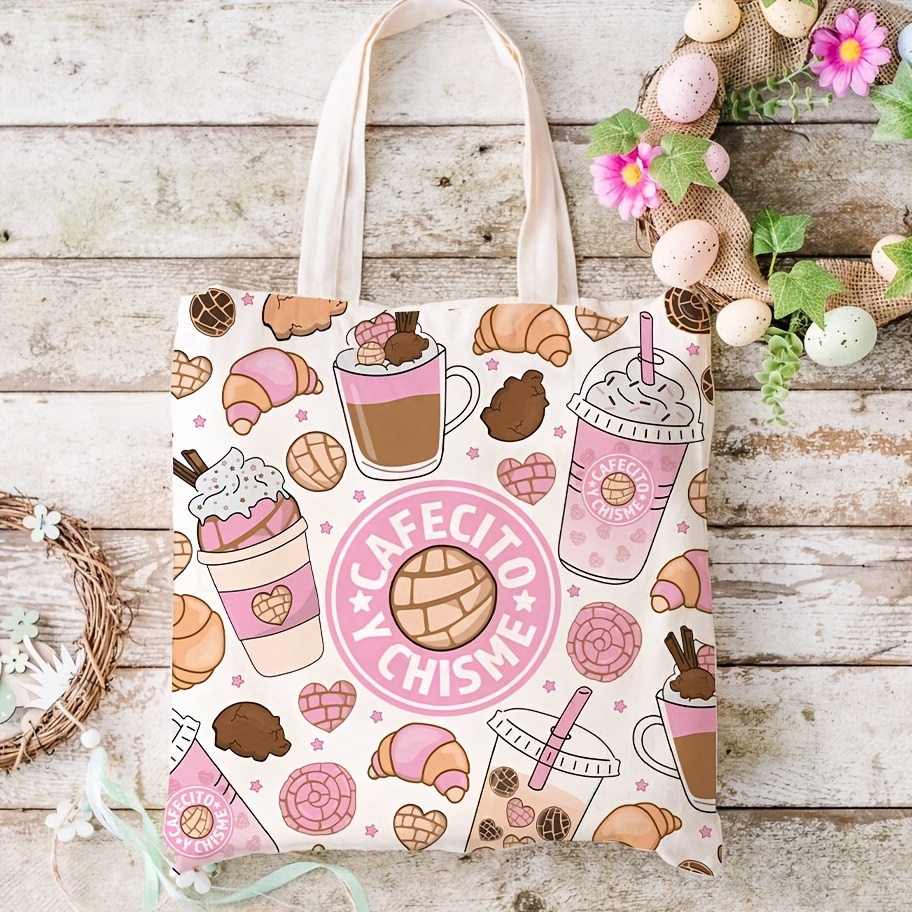 Bolsa Reutilizable Lona Estampado Amor Cafe Mujeres Ideal Temu Peru