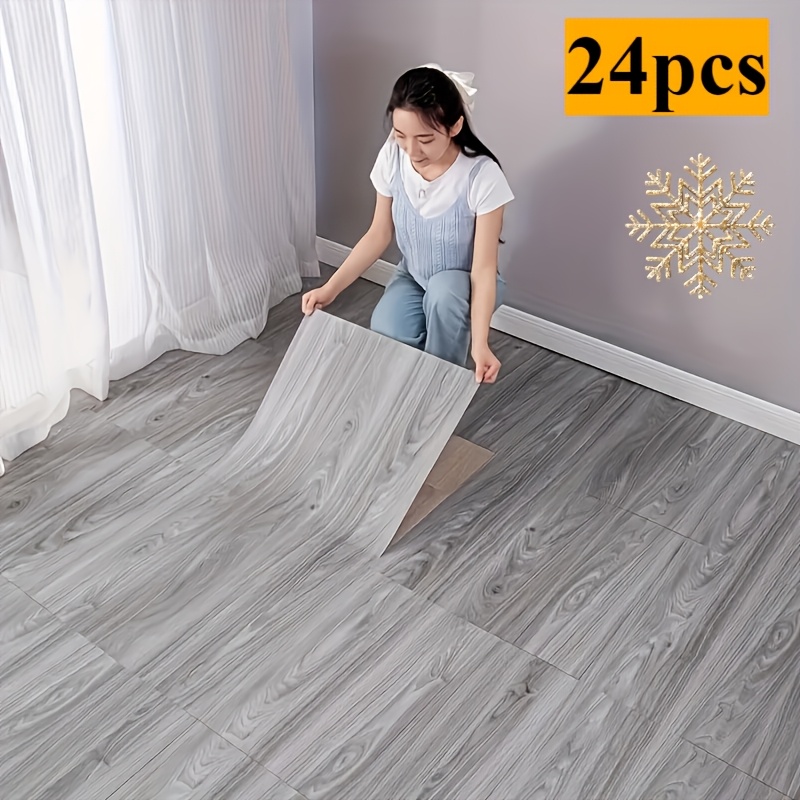 

24-pack Luxury Vinyl Floor Tiles, 11.8x11.8in, , Self-adhesive, Waterproof, Wear-resistant, Wood Grain, Pvc Material, And Paste Installation For Bedroom, Living Room Home Decor