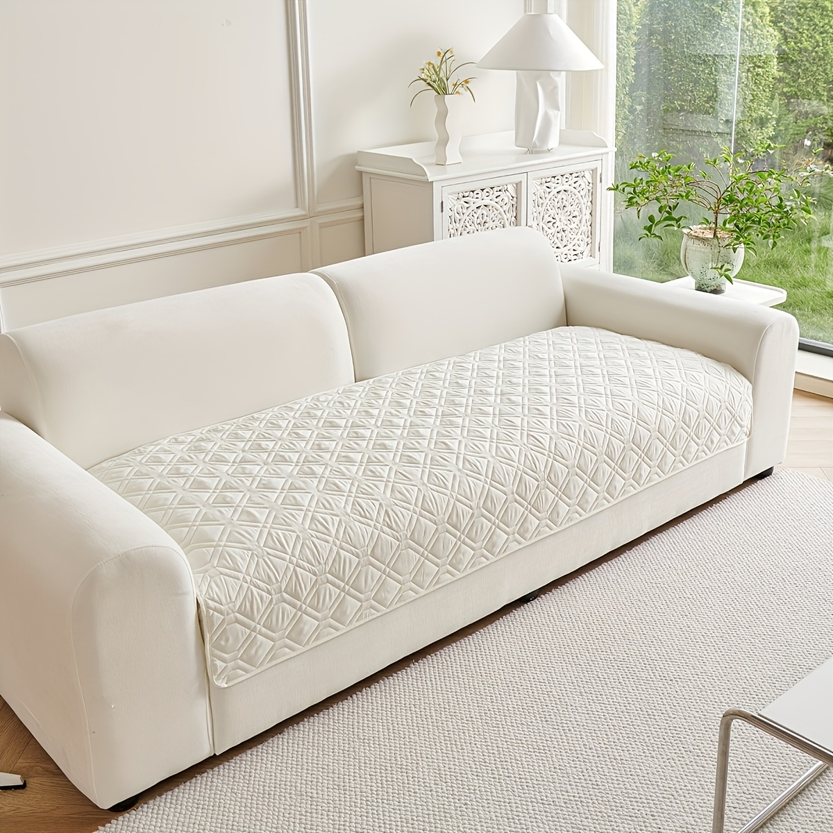 TEMU [ Ultrasound]1pc Style Quilted Sofa Cover, Soft Polyester Fabric, Non-slip, Sofa Cover, Suitable For 1/2/3/4 Seater Sofas, Suitable For Office,