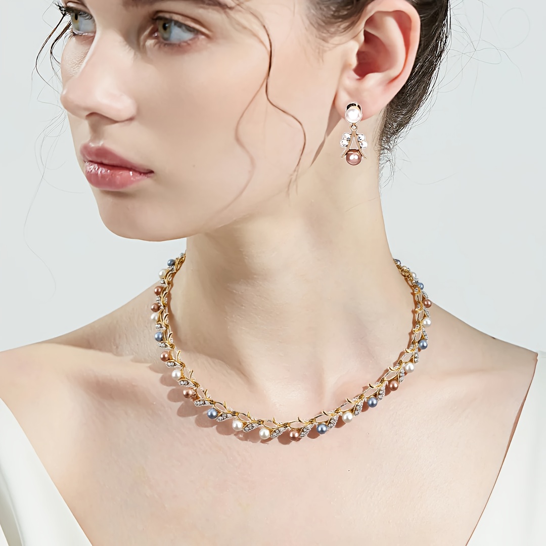 Korea Pearl Necklace Bracelet Earrings 3 Pieces Set, Fashionable And Fresh, Trend Forward, High-end Atmosphere. Used For Bridal Gowns, Multi-functional Accessories That, Mother'S Day