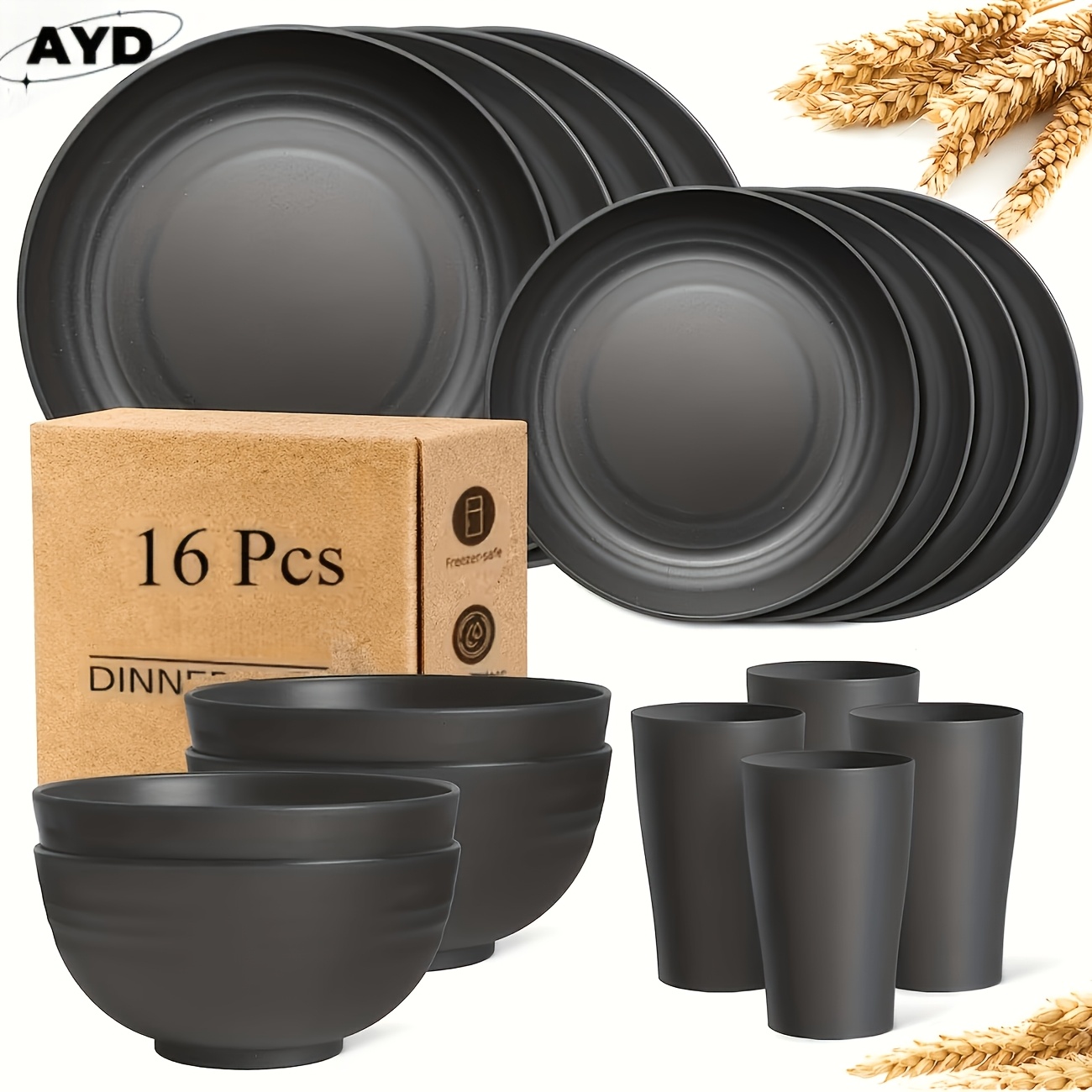 Wheat Straw Dinnerware Set from Temu
