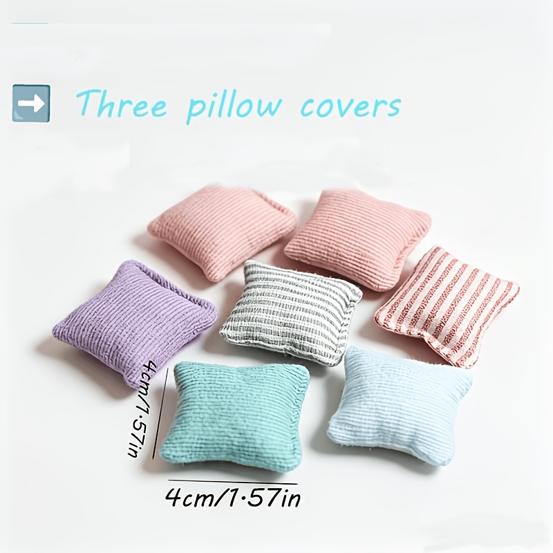 TEMU Nouveau Mini Coussin de Canapé Dopamine Multicolore Aléatoire (Ensemble de 3 pièces) de Variés - Convient pour Ornements de Maison de Poupée,