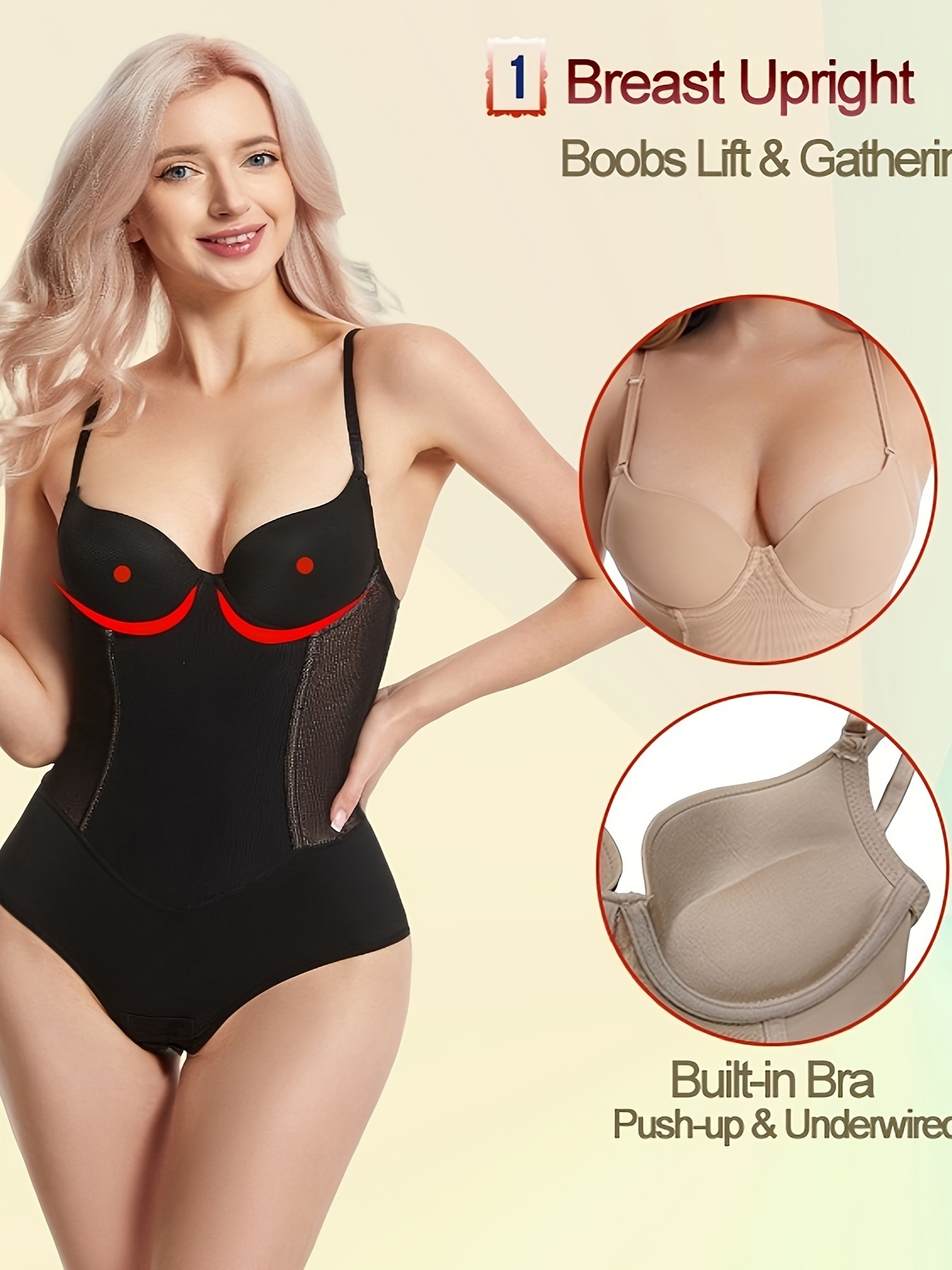 Women body shapers breasts support tummy control waist trimmer shape wear  push up bra sexy gauze