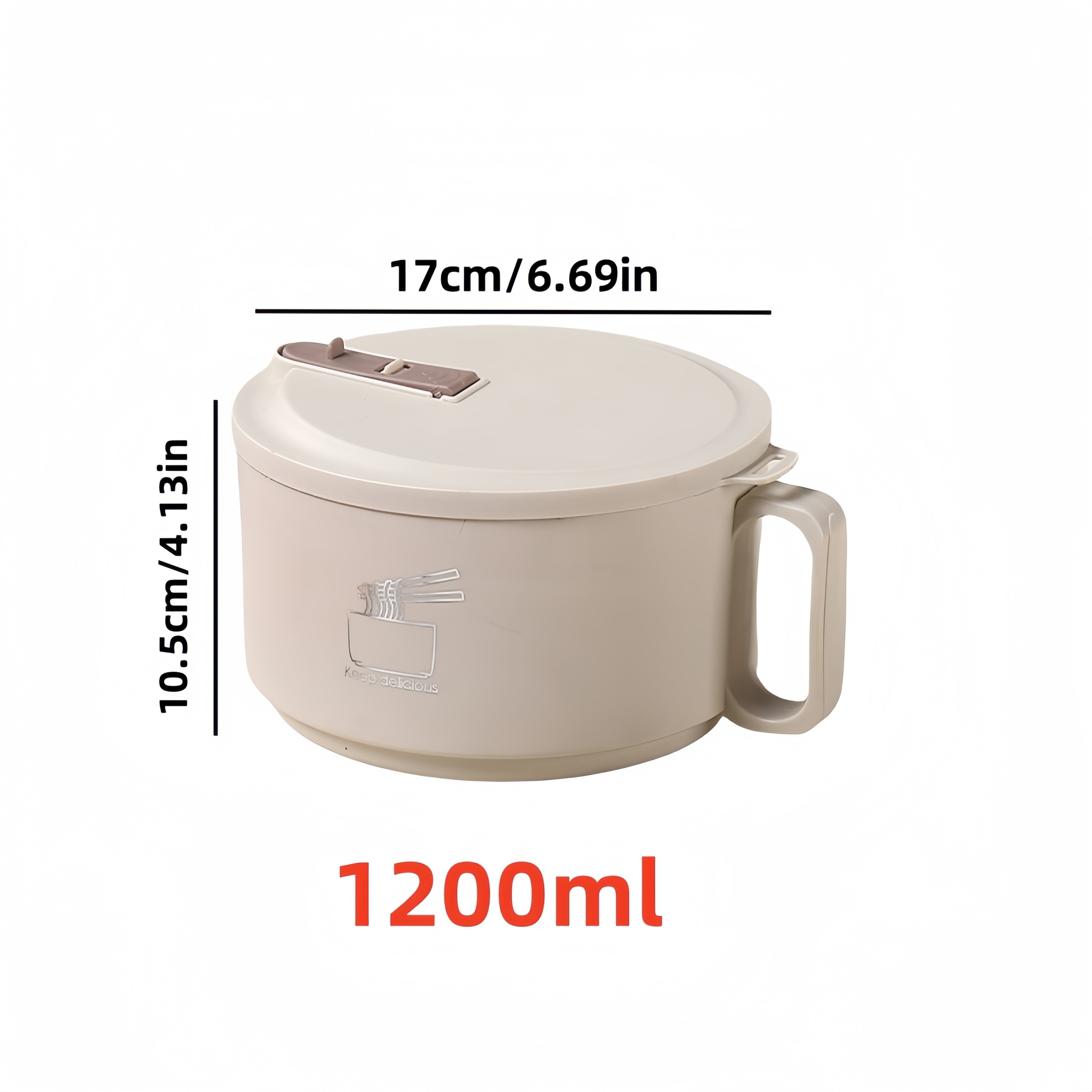 TEMU Stainless Steel With Lid - 1200ml, - & -functional, For Dorms, Restaurants & Outdoor - Available In Gray,, Khaki