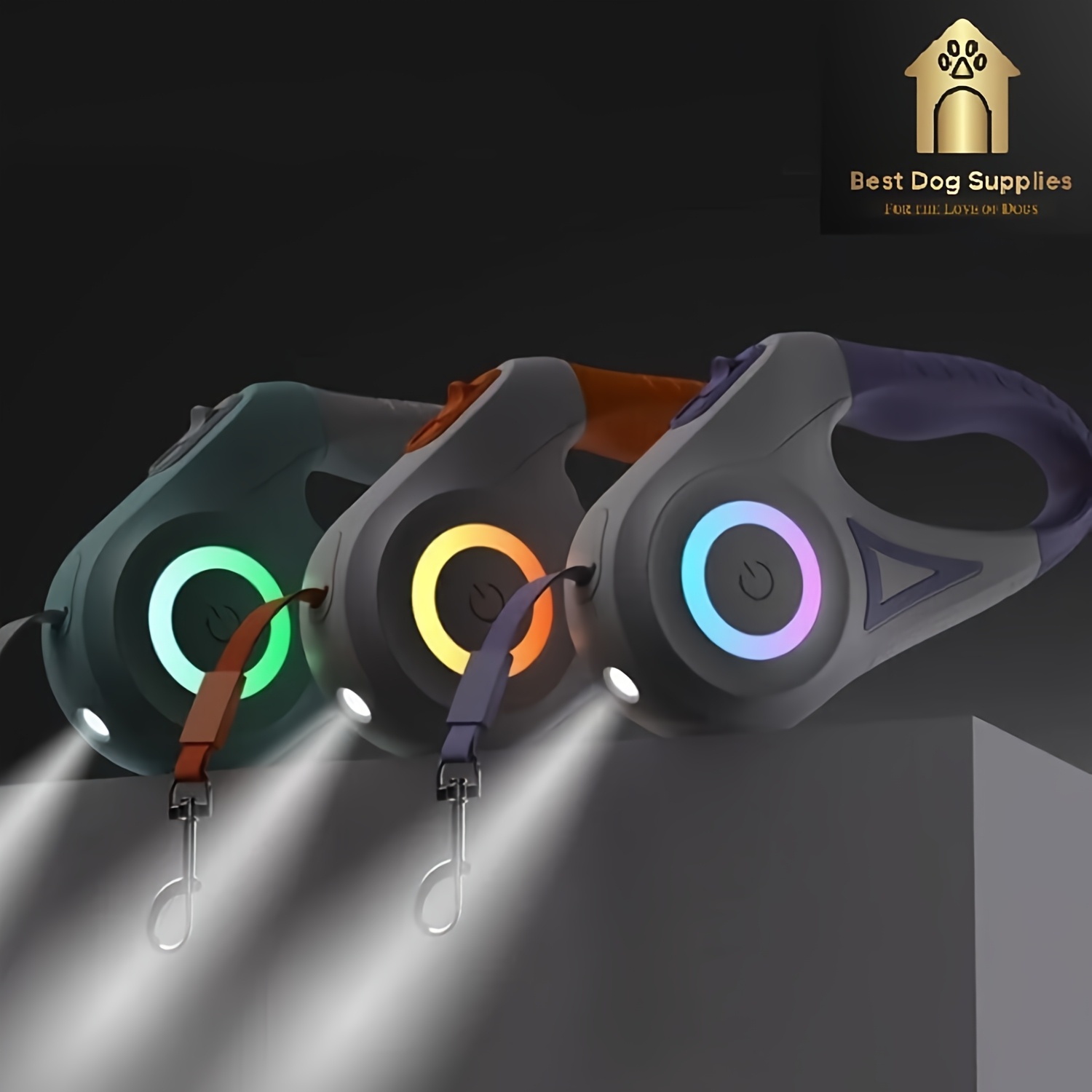 16ft 5m Retractable Dog Leash with LED Flash Light - 6 Color Streamer Conversion, Durable ABS Material, Battery-Powered for Nighttime Walks, Purple&Orange Options, Outdoor Pet Accessory | Sleek Pet Leash | Ergonomic Design, Leash for Dogs - Image 10