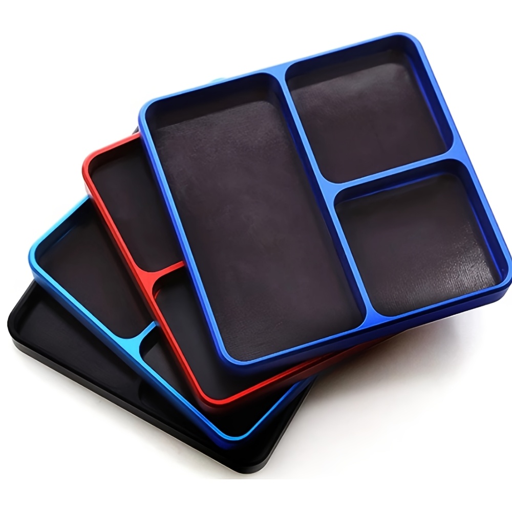 

A Blue Magnetic Screw Tray For Repairing Rc Cars, Tool Storage Box With A Metal Body, A Parts Storage Box, And A Screw Tray For Remote Control Models Phone Repairs.