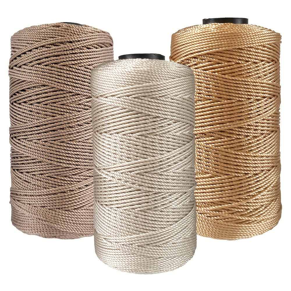 TEMU 3 Packungen Garn, gemischtfarbenes Nylon-Garn 1,5 mm x 219 Yards/Stk., universelles Bastelgarn zum Stricken, Häkeln, für Mützen, , Geldbörsen,