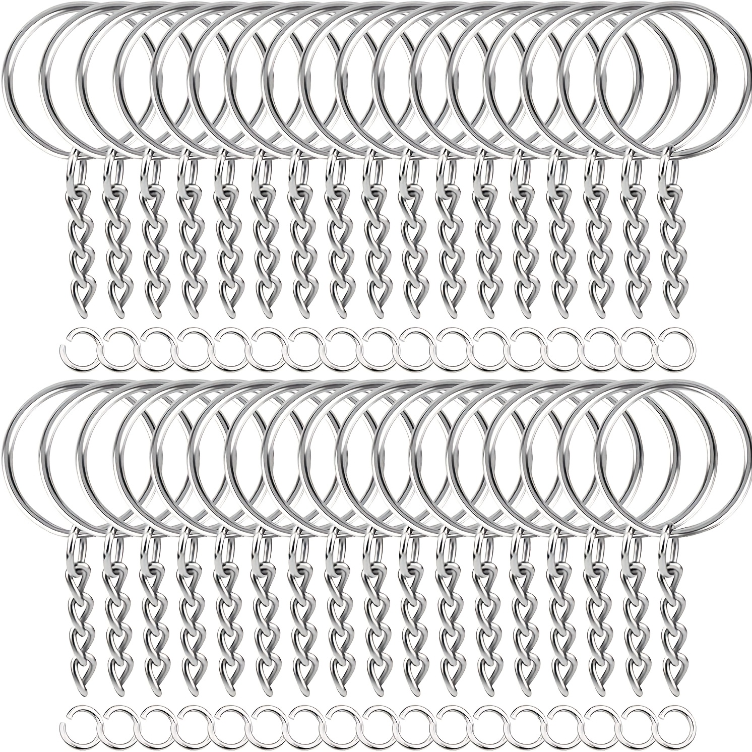 

40pcs Elegant Stainless Ring & Chain Set - 1" Rings With Pins For Diy Crafts And Jewelry Making, Ideal For Crafters