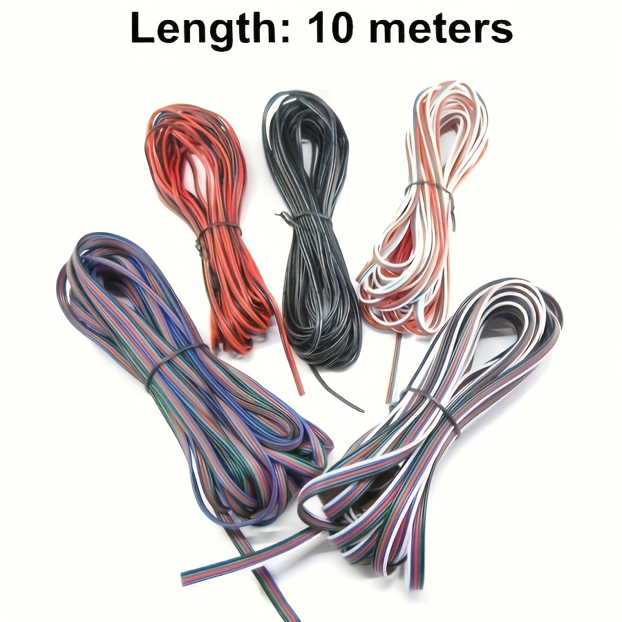 

1pc 10 Meters 2pin 3pin 4pin 5pin 6pin Extension Wire Cable, 24awg Led Connector For Ws2812 Rgb Rgbw Rgb Cct 5050 3528 Led Strip