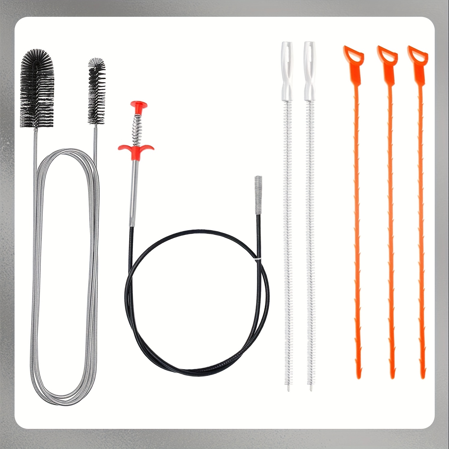 Image of 7pcs Drain Unblocker Tools, Flexible Sink Cleaner Brush And Shower Drain Unblocker Long Spring Plughole Unblocker, Drain Hair Clog Remover For Bathroom Kitchen Plug Hole Toilet