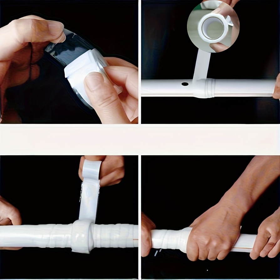 1 рулон самослипающейся силиконовой ленты - мгновенный   утечек, прочный водонепроницаемый герметик для пвх/стекла/металла/камня, устойчивый к высоким температурам (без инструментов/клея) -   утечек для diy, сантехники, раковин, душевых, ванн, туалетов - мгновенное склеивание Детали 1