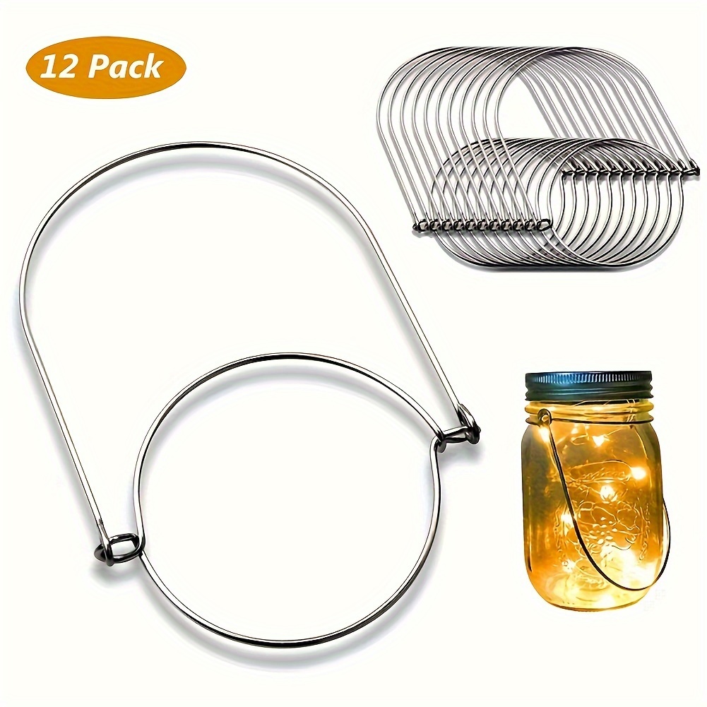 

12 Pack Adjustable Stainless Steel Handle Hangers For Mason Jars, Wall Mount Contemporary Style Hooks For Wedding, Party, Home, Pathway, Yard Decor - No Tools Required