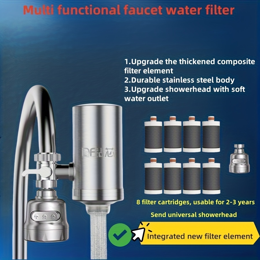 E-shop Wasserhahn-Wasserfilter, 8 neue Ersatzfilter, Steckdesign, Leitungswasserfilter für Wasserhahnfront, zu verschiedenen Wasserhähnen, mit