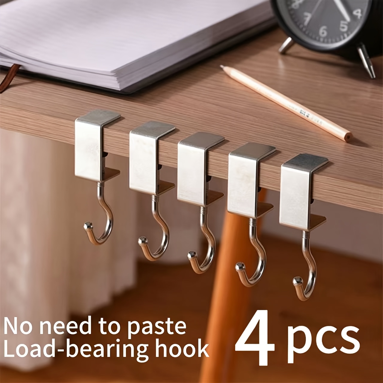 TEMU 4pcs Adjustable No-drill Hooks, Multi-functional Metal Hooks, Shelf Hooks, Backpack And Water Bottle Hooks, Clothes, Hat, And Umbrella Hooks,