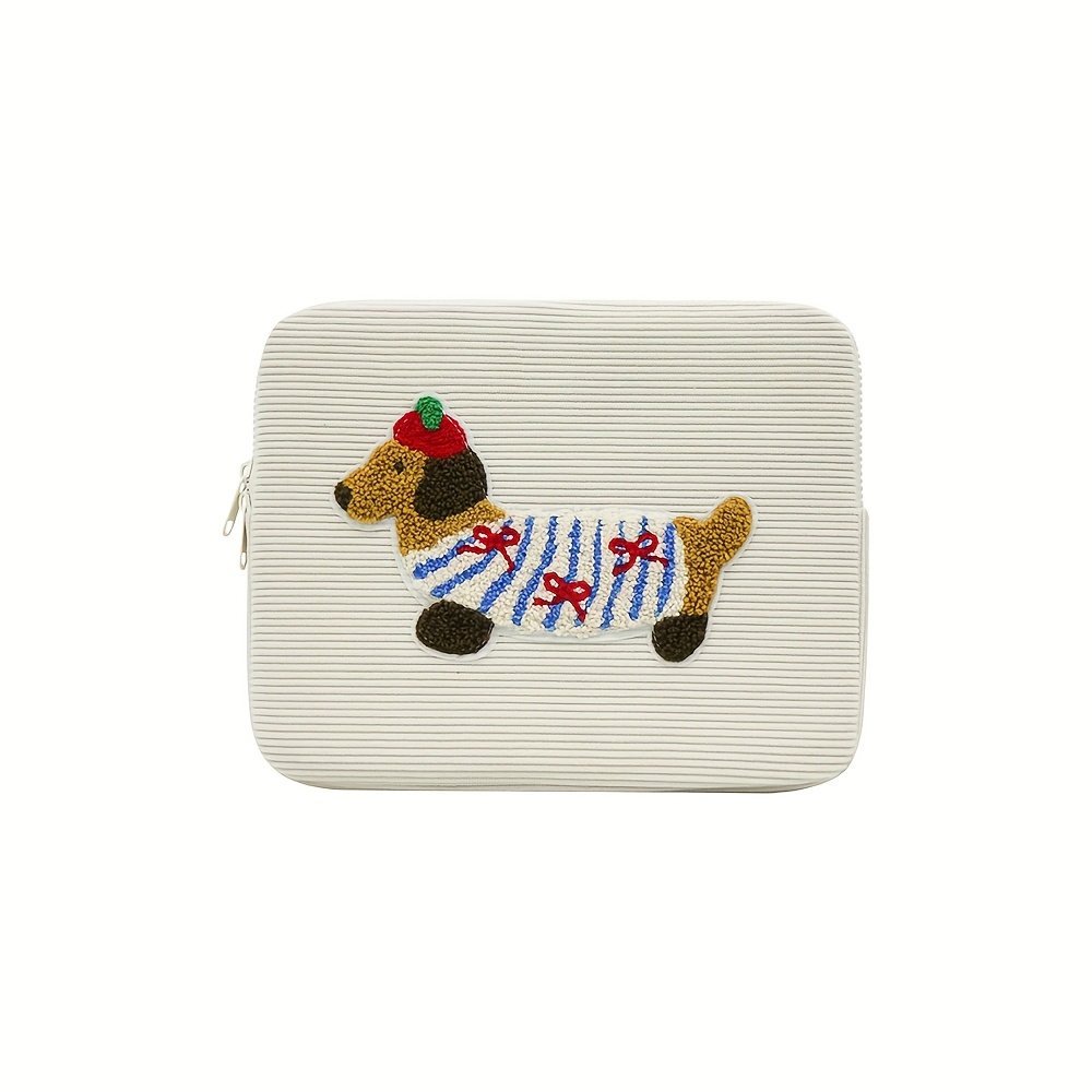 14 Inch Laptop Sleeve Case, Cute Dog Embroidery Laptop Bag For Dell Laptops, Protective Pouch For School