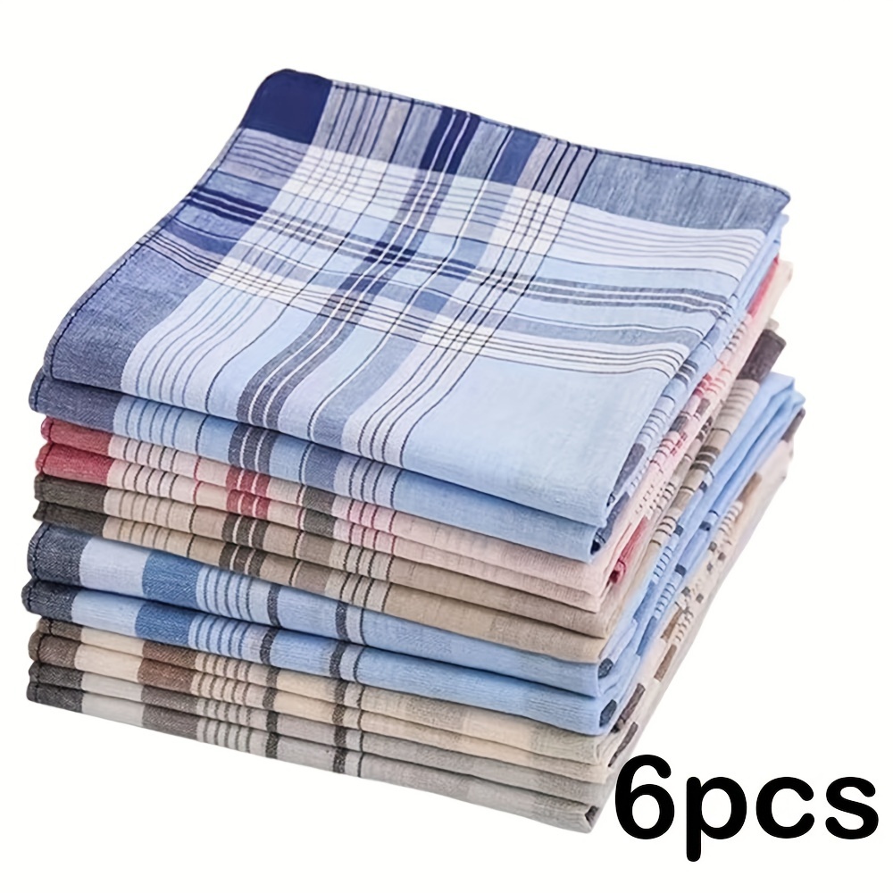 

Elegant 6pcs Men's Cotton Handkerchief Set - Classic , Soft & Absorbent Pocket Squares, Perfect Gift For Him