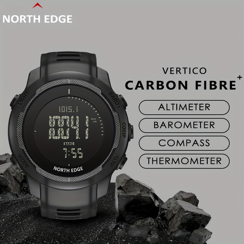 North Edge Vertico Mens Digital Watch Carbon Fiber Case Smart