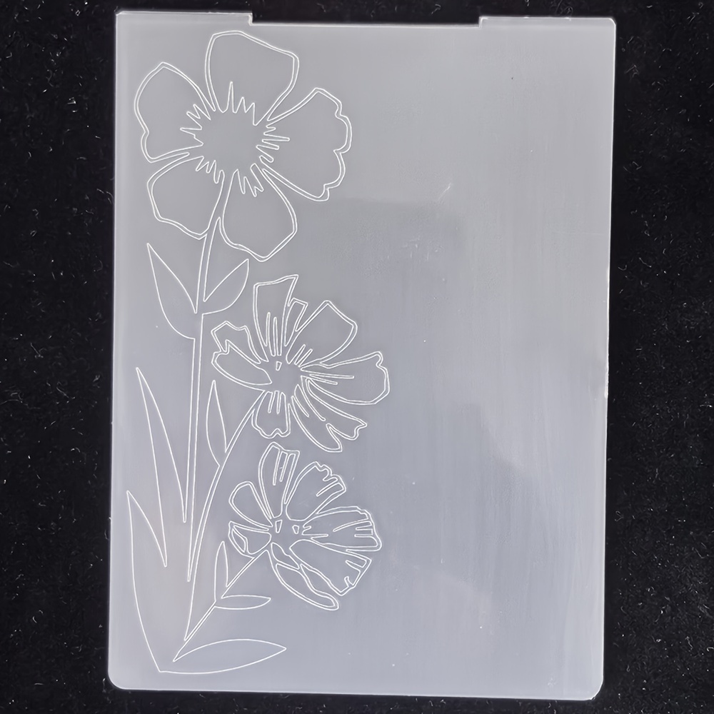 

Elegant Floral Embossing Folder For Scrapbooking, Card Making & Diy Crafts - White Plastic With Intricate Design