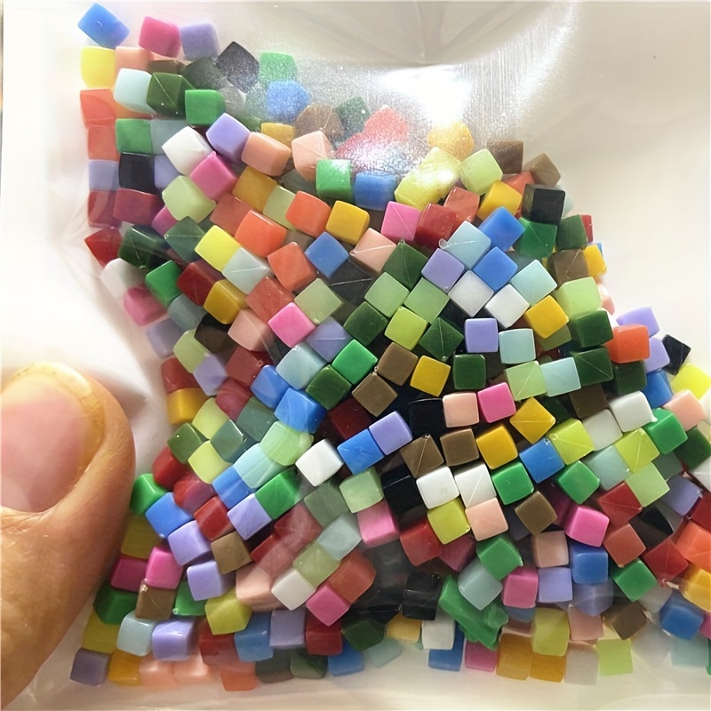 

650pcs Assorted Colors 4mm Acrylic Mosaic Tiles, 50g/1.76oz Bulk Square Beads For Diy Crafts, No Hole Mini Cube Beads Pieces For Decorative Arts Beaded Accessories