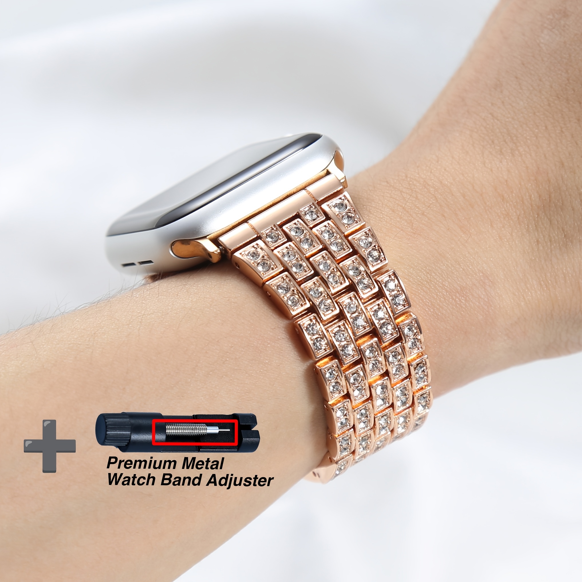 Luxury 4- Diamond-encrusted Wide Strap For Watch Compatible With For Iwatch S10/ultra 1//s9/s8/s7/s6/s5//se/s3/s2/s1 Ideal Gift For , , Suitable For Work/office/fitness/parties