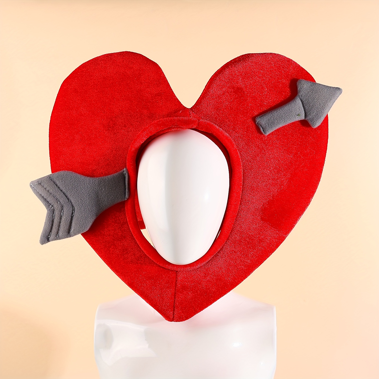 TEMU Valentine's Day, Qixi Festival, Adult Men's And Women's Red Heart-shaped Hat, Halloween, Christmas, Cosplay Pointed Headband Hat Accessory,