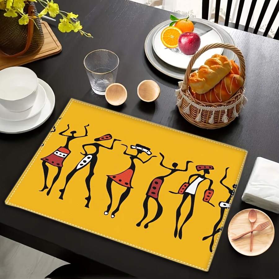 Sunwer Kwanzaa Platzsets Aus Leinen – 4 Stück Mit Afrikanischem Design Für Feste & Alltag (30,5x45,7 Cm)