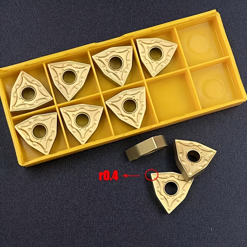 TEMU Golden Coating 10pcs Wnmg080404/8 Cnc Turning Peach-shaped Cutter, Suitable For Various Cnc Adapters, Sharp And Wear-resistant, Not Easy To