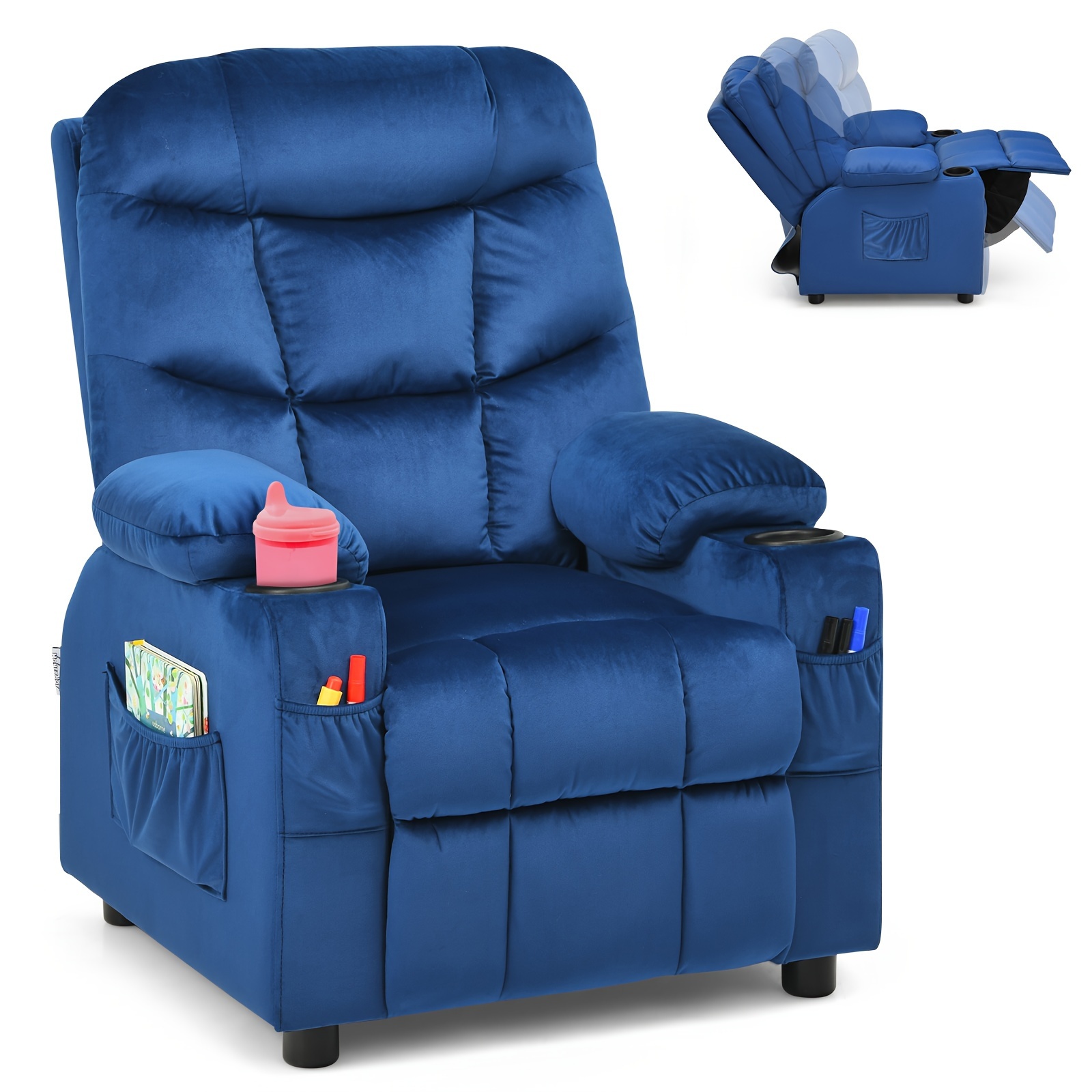 Girls' Pink Velvet Recliner Chair with Cup Holder & Storage Pocket - Heavy-Duty 300lb Capacity, Ergonomic Backrest & Armrests, Manual Recliner with Safety Belt - Modern Soft Cushioned Lounge Chair for Kids & Teens, Easy Assembly, Ideal for Bedroom, Living Room, Home Theater - Durable Wood Frame & Fabric, Ideal Gift for Girls 3-12 Years (Pink, Purple, Black, White, Grey Available), Lounge Chair for Teens, Comfortable Sitting, Playroom Seating, Stylish Recliner, Highcapacity Recliner, ' 3 Girls' Pink Velvet Recliner Chair with Cup Holder & Storage Pocket - Heavy-Duty 300lb Capacity, Ergonomic Backrest & Armrests, Manual Recliner with Safety Belt - Modern Soft Cushioned Lounge Chair for Kids & Teens, Easy Assembly, Ideal for Bedroom, Living Room, Home Theater - Durable Wood Frame & Fabric, Ideal Gift for Girls 3-12 Years (Pink, Purple, Black, White, Grey Available), Lounge Chair for Teens, Comfortable Sitting, Playroom Seating, Stylish Recliner, Highcapacity Recliner, ' - Image 3