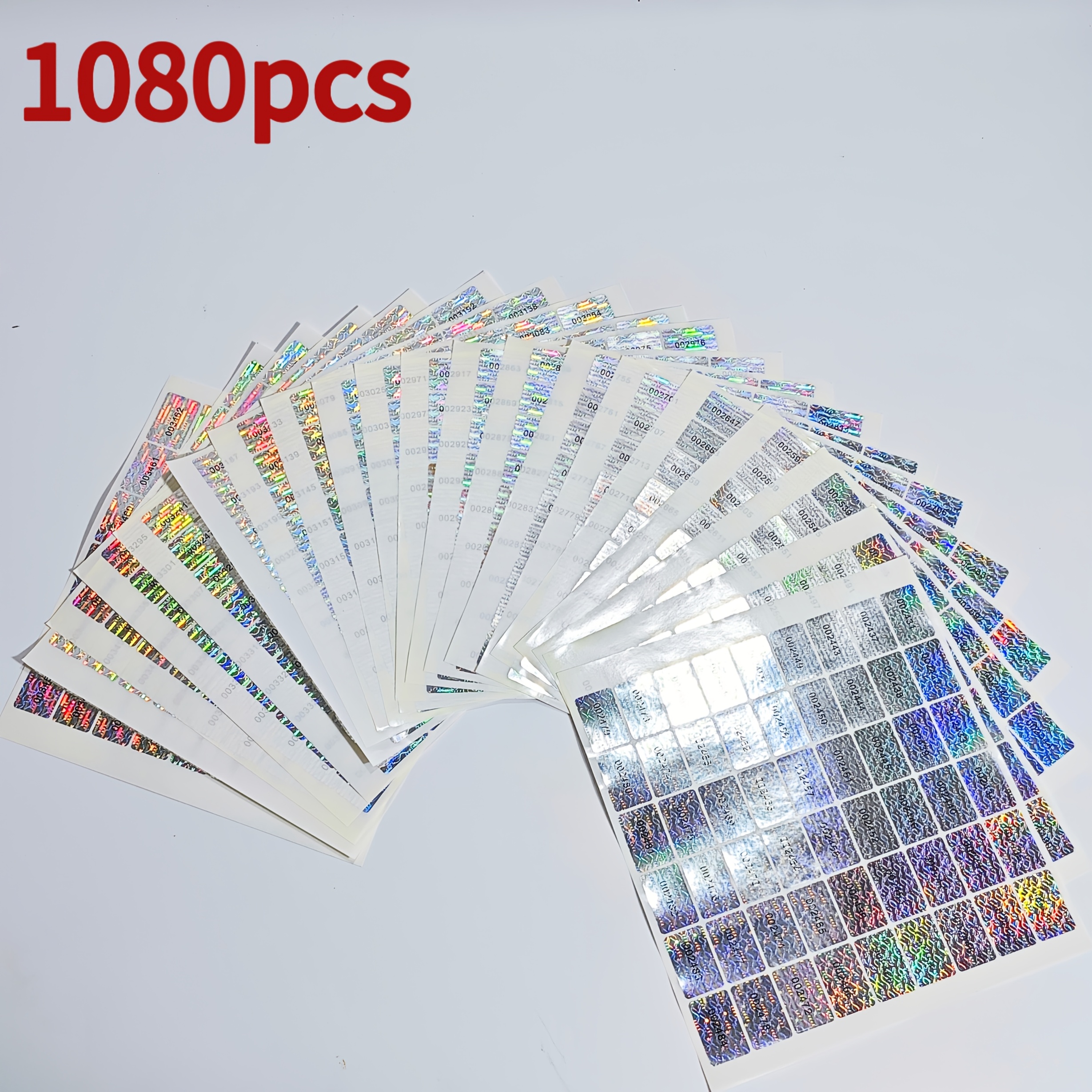 Image of 324pcs/1080pcs Silvery Holographic Tamper- Security Labels Unique Serial Number 1.6cm X 2.4cm Applicable For Electronics, , Cosmetics And Other Industries