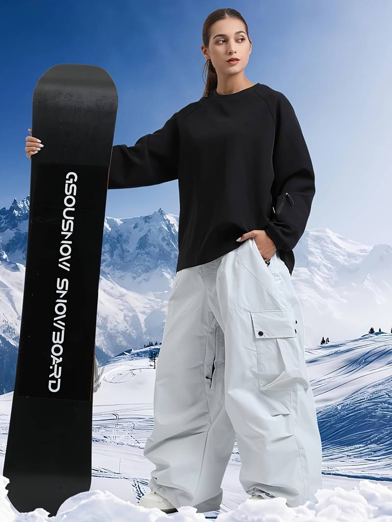 Baggy Snow Pants Women HIGH EXPERIENCE Ski Pants Snow Pants Waterproof Winter Hiking Snowboard Pants Warm For Men Women Medium Hibiscus Violet Snowverb Pants