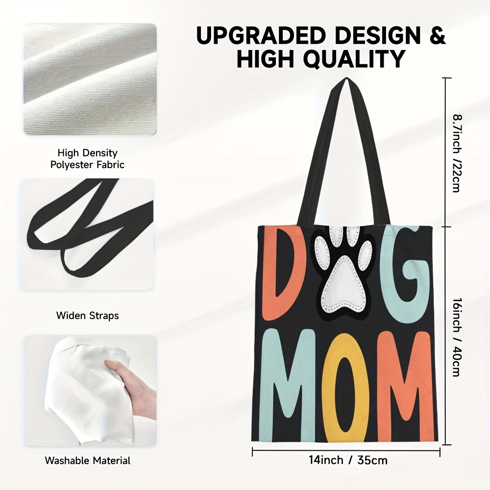 TEMU 1 Sac à Bandoulière en Toile pour Maman Chien - Grande Capacité, Léger et Élégant avec Impression Colorée "DIG MOM" et Motif - Idéal pour les