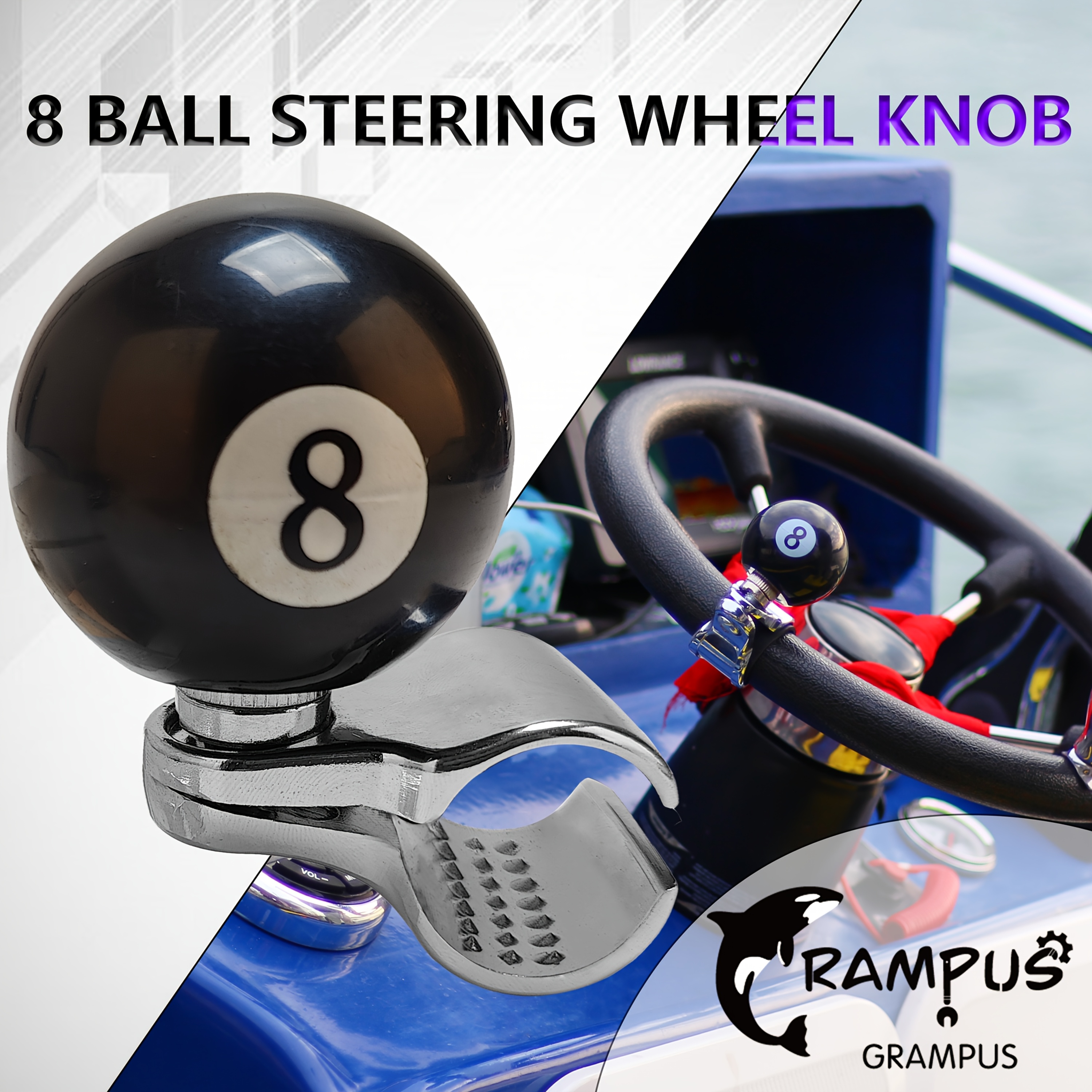 8 ball steering wheel knob spinner 360 - Temu