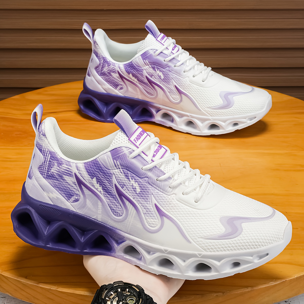 Volarpisada Men's Gradient Color Low-top Sneakers - Lightweight Breathable Running Shoes With Cushioned Sole, Gym, Basketball & Casual Wear Suitable For Big Size
