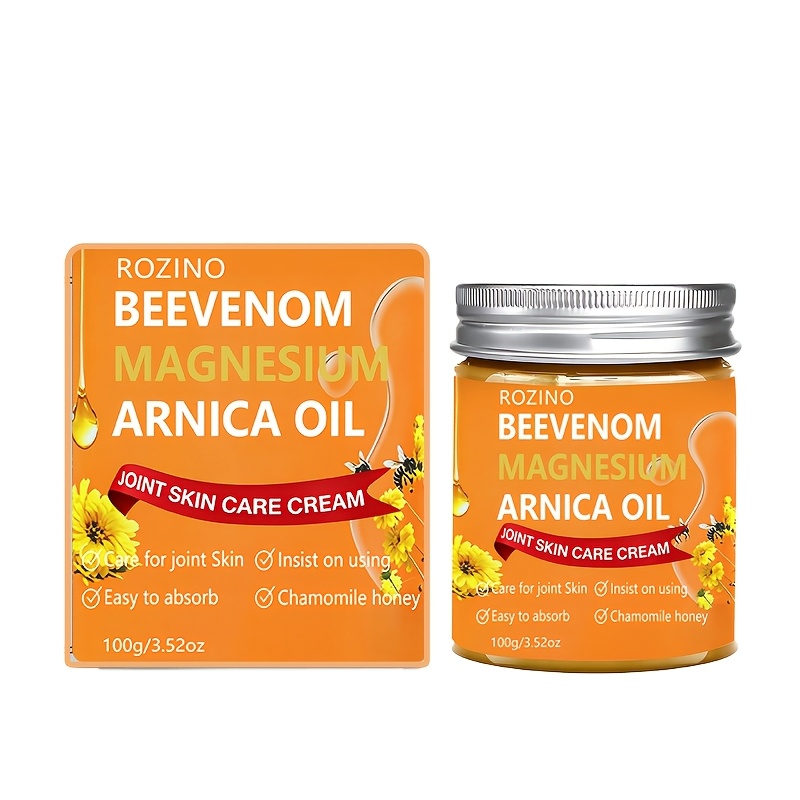 TEMU Bee Venom & Magnesium Massage Cream With | Lightweight Moisturizing & Protective Formula, Body Care, Body-nourishing Magnesium Cream For Back,