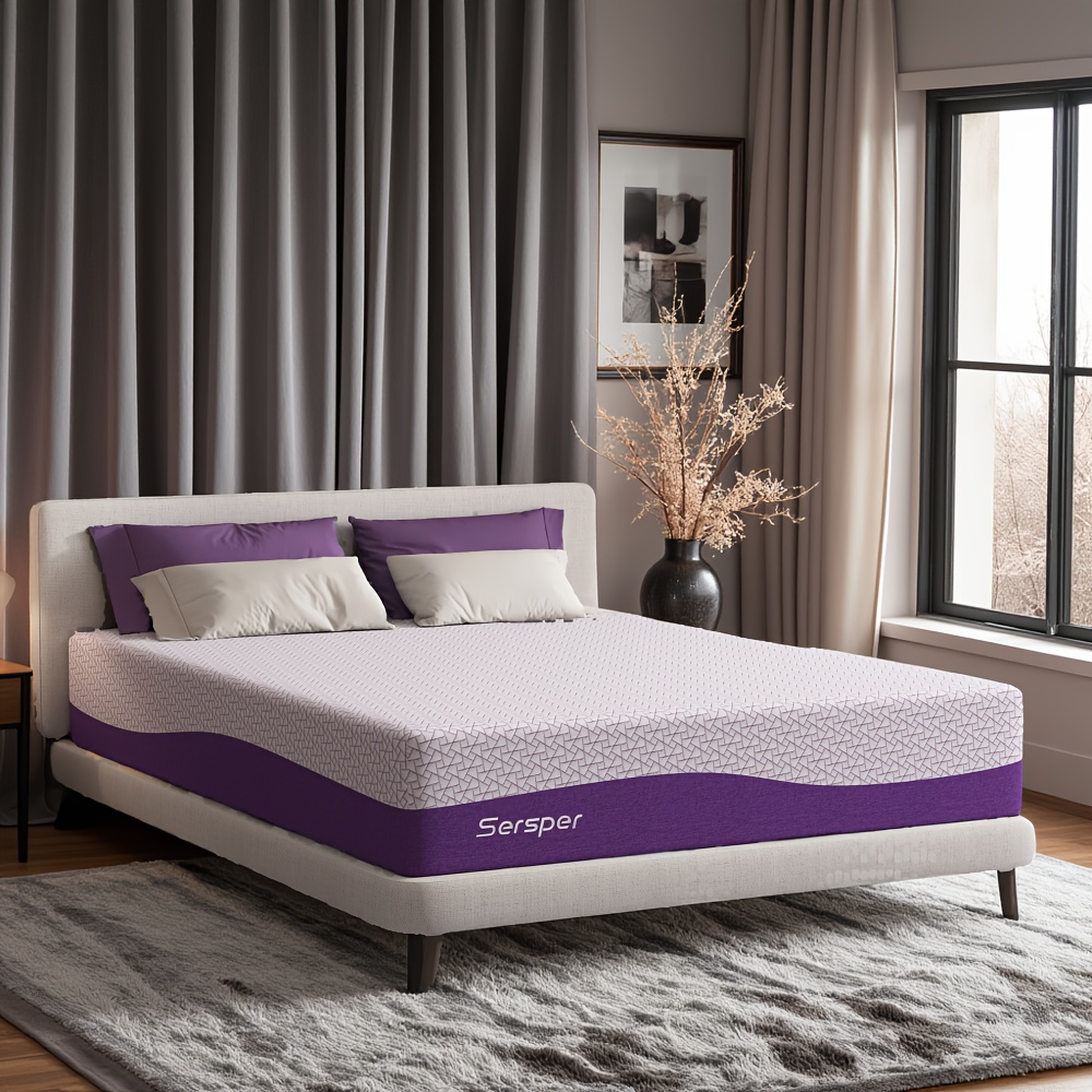 Colchón de 10&*;/12&*;/14&*; Índice Twin/Full/Queen/King en Espuma  Viscoelástica Infundida Media y Hipoaergénico