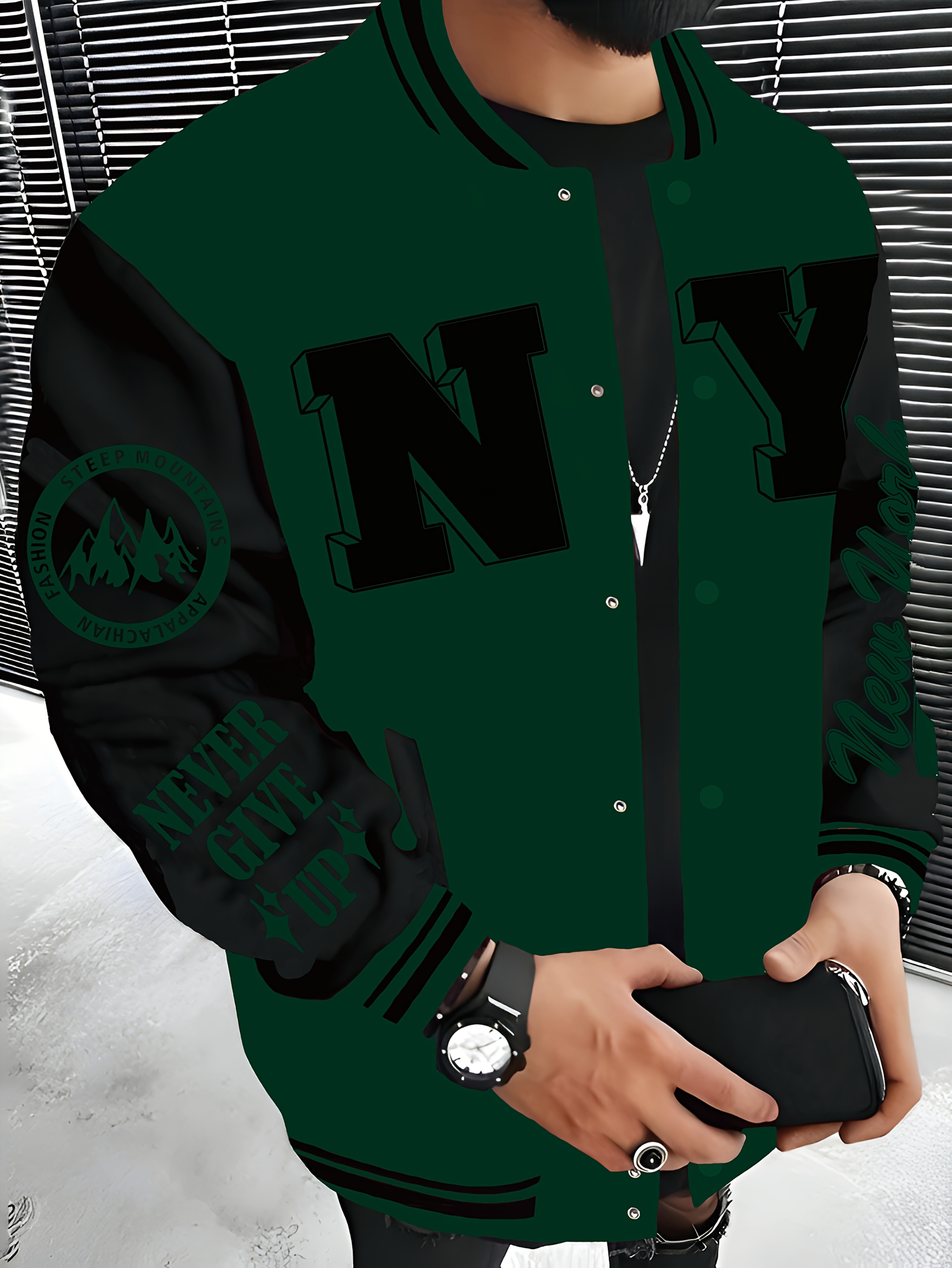 New Trendy Brand I Fashion City Name NEW YORK NY English Name Series Baseball Jacket for Men, Lightweight And Warm Men'S Jacket, Fleece Men'S Jacket, Cute Tops, Hip-Hop Rock Clothing - Image 3