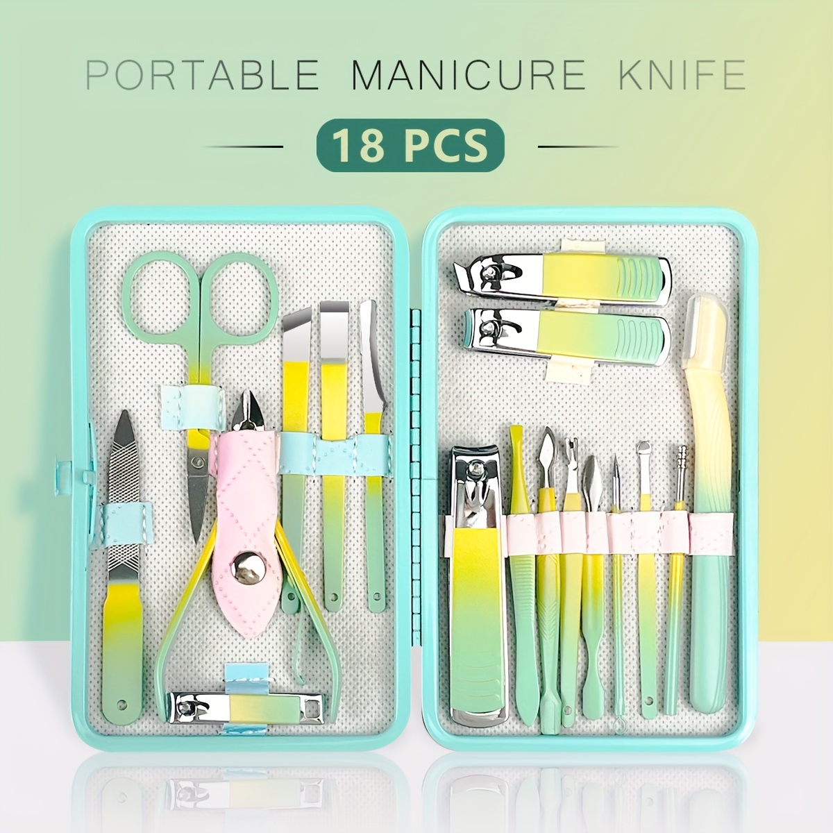 

Manicure Set Nail Clipper Set Men Women Toe Finger Nail Clipper Tools With Portable Travel Case Manicure Pedicure Tools Grooming Kit Gift For Men Women Wife (gradient Color)