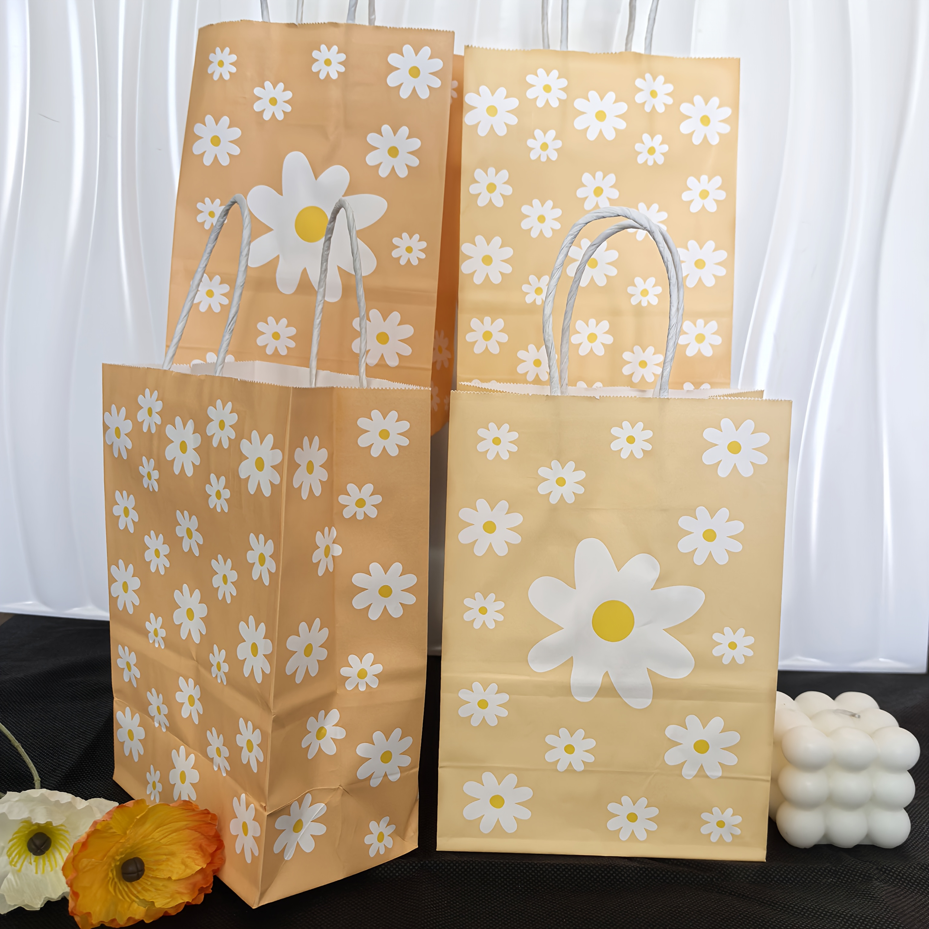 daisy flower printed paper bags high quality Temu Bahrain