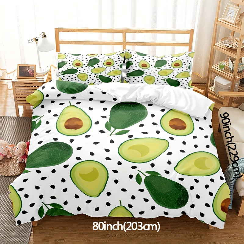 TEMU Modern Avocado Green Duvet Cover Set With Tropical A White Background For Bedding