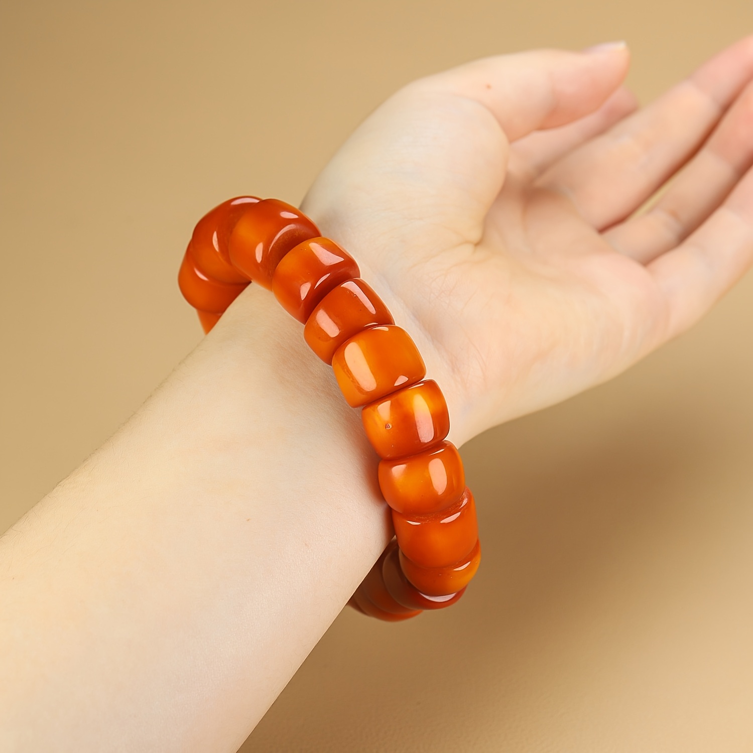Unisex Natural Amber Bracelet, Rich Colors & Warm Texture