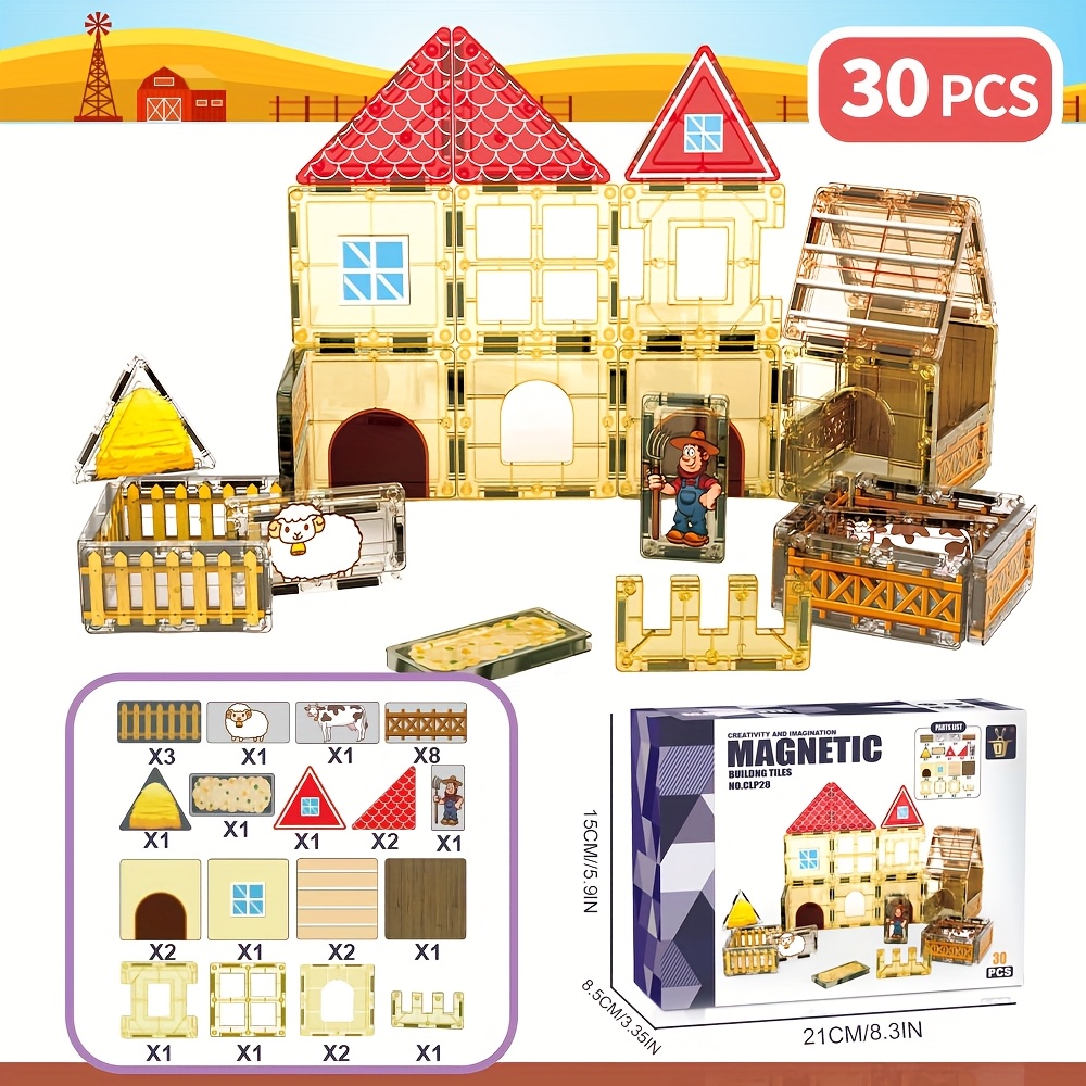 Random Color Magnetic Building Blocks, Large Size Set