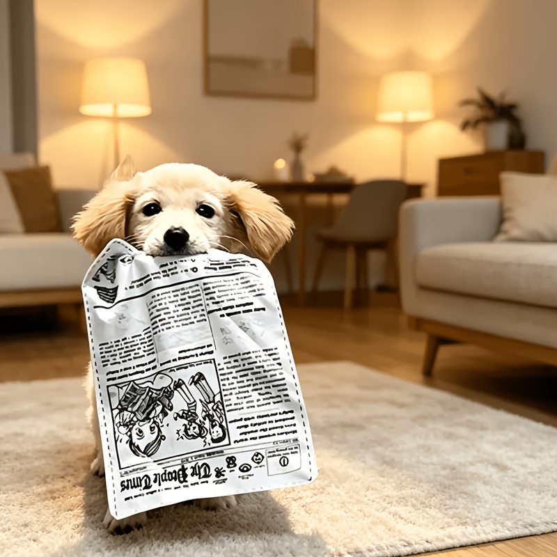 item picture dog squeaky toy simulated crinkly paper newspaper tear resistant and chew proof with   squeaking a toy to relieve boredom and release energy for dogs