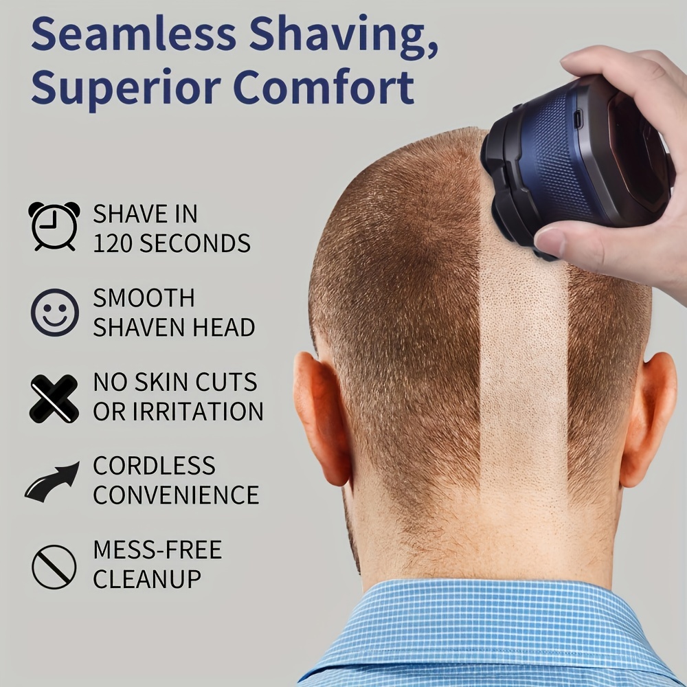 

6d Men's Electric Bald Head Clipper With Led Display - Cordless, Rechargeable, 6 Floating Blades For Smooth Shaving, Short Hair & Travel, Great Gift For Him, Rotating, Family Use, Men's Gift